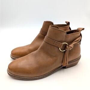 Softwalk Reade Fringe Detail Ankle Boots Women's Cognac Size US8M EU39
